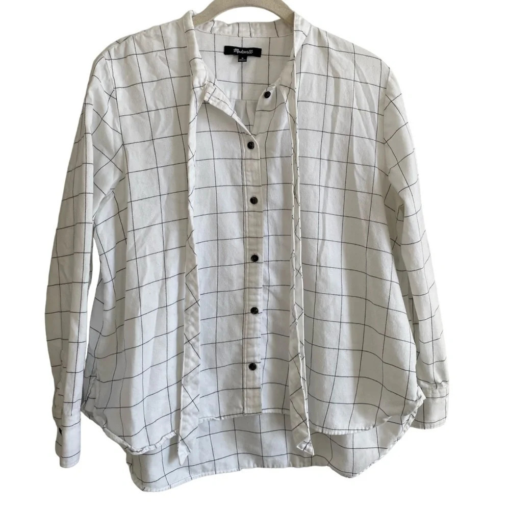 MADEWELL Cotton Flannel Boxy Fit Button Up Striped Shirt Size M